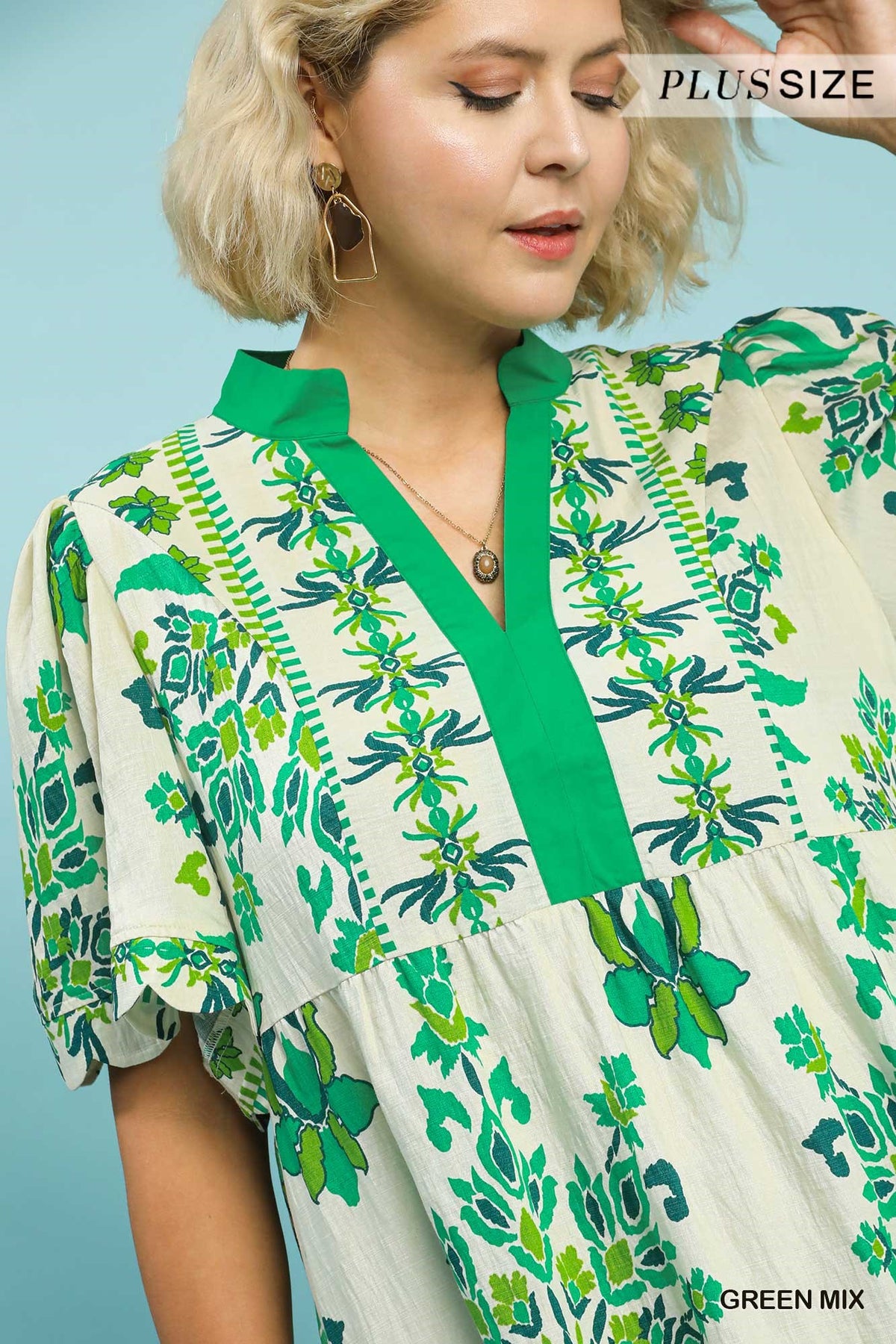 Emerald Garden Botanical Mini Dress – Plus Size