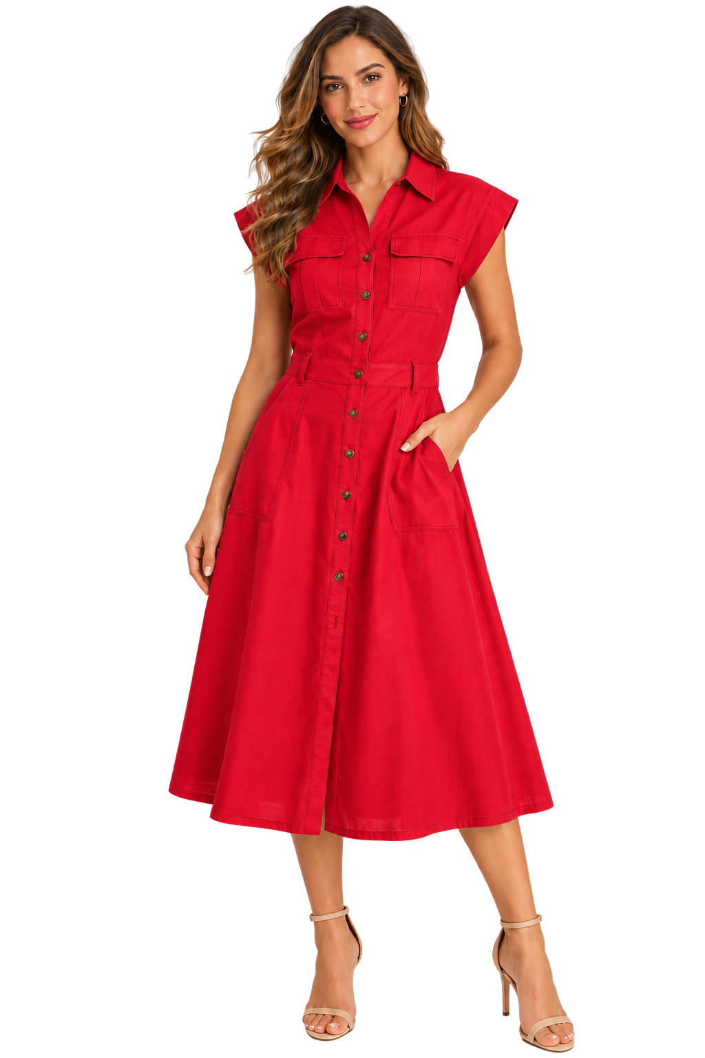 Scarlet Stitch Linen Midi Dress