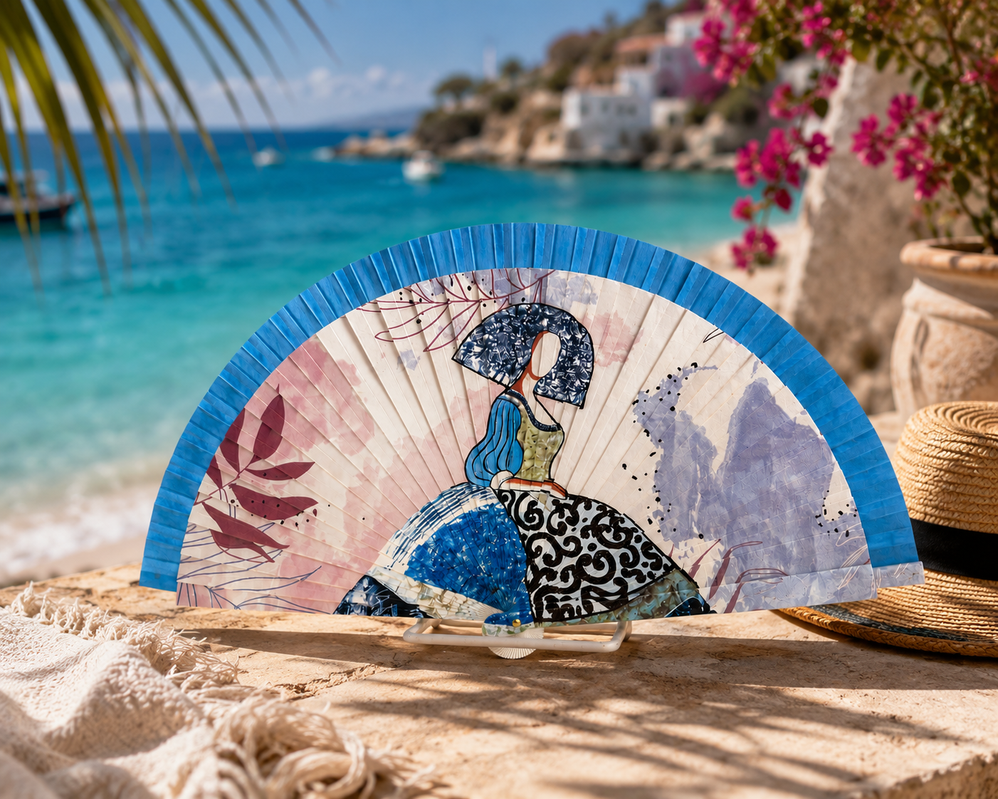 Blue woman fan