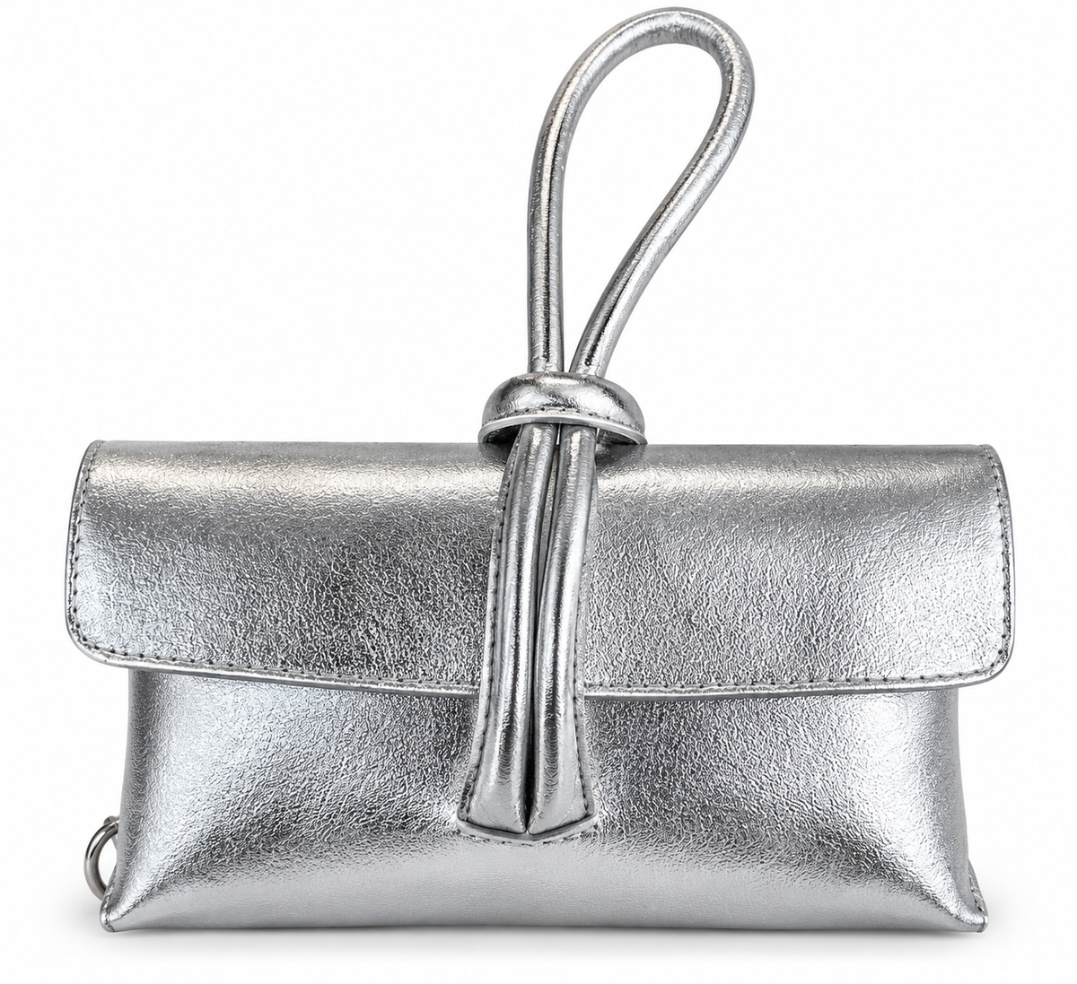 Metallic Silver Loop Handle Clutch Bag