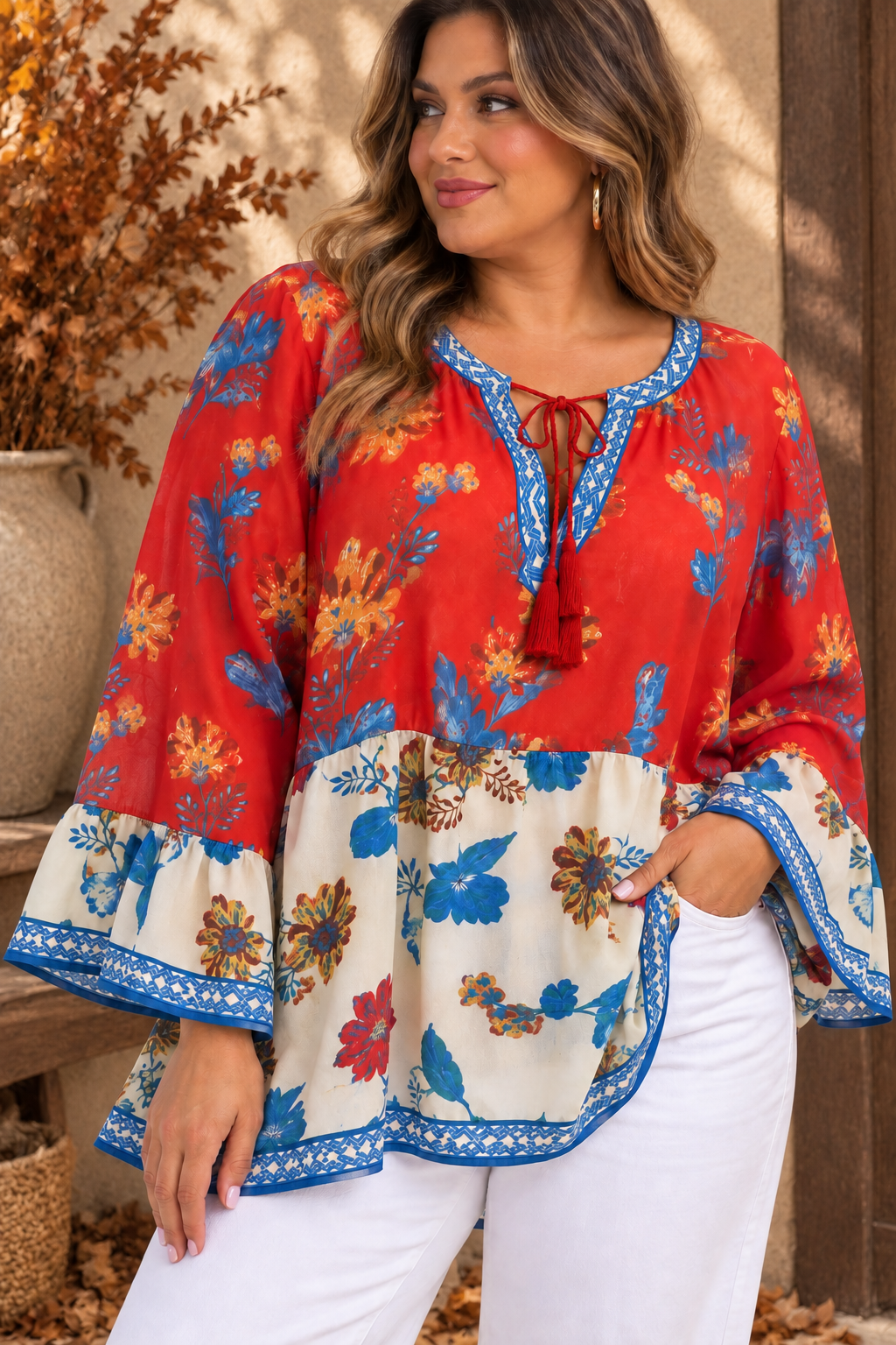 Autumn Bloom Boho Blouse