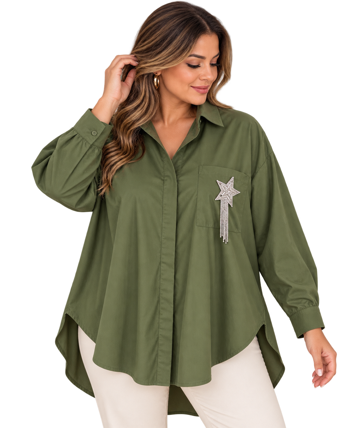 Olive Starlight High-Low Blouse