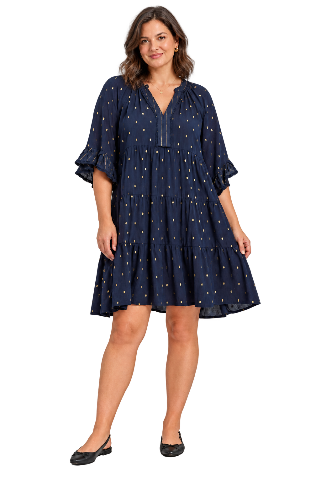 Estella Metallic Dot Dress