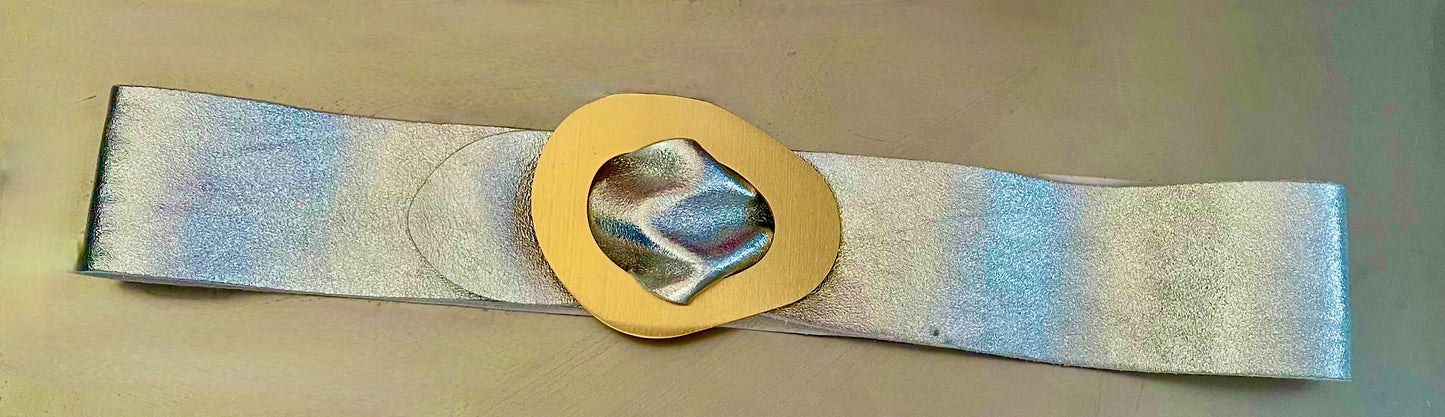 Silver metallic belt
