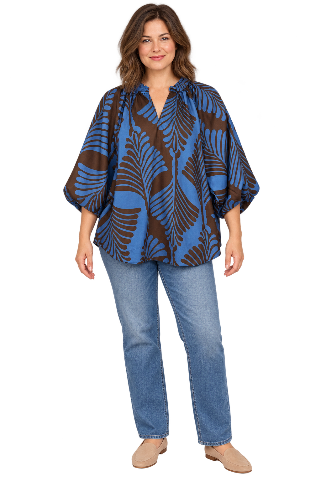 Azure Fern Oversized Blouse