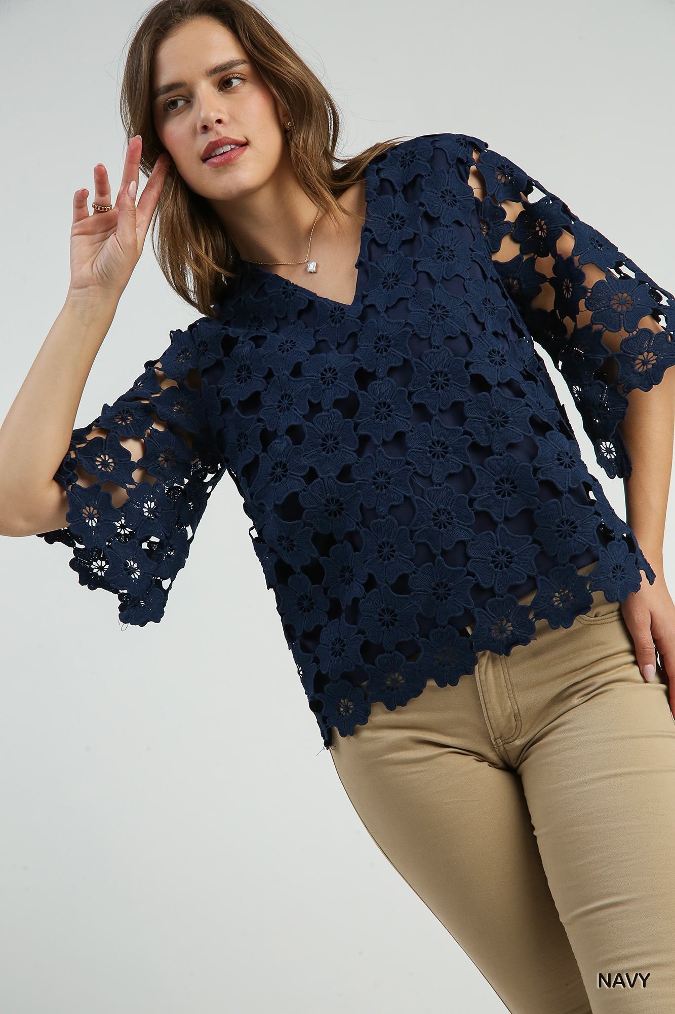 Navy Lace Flower.