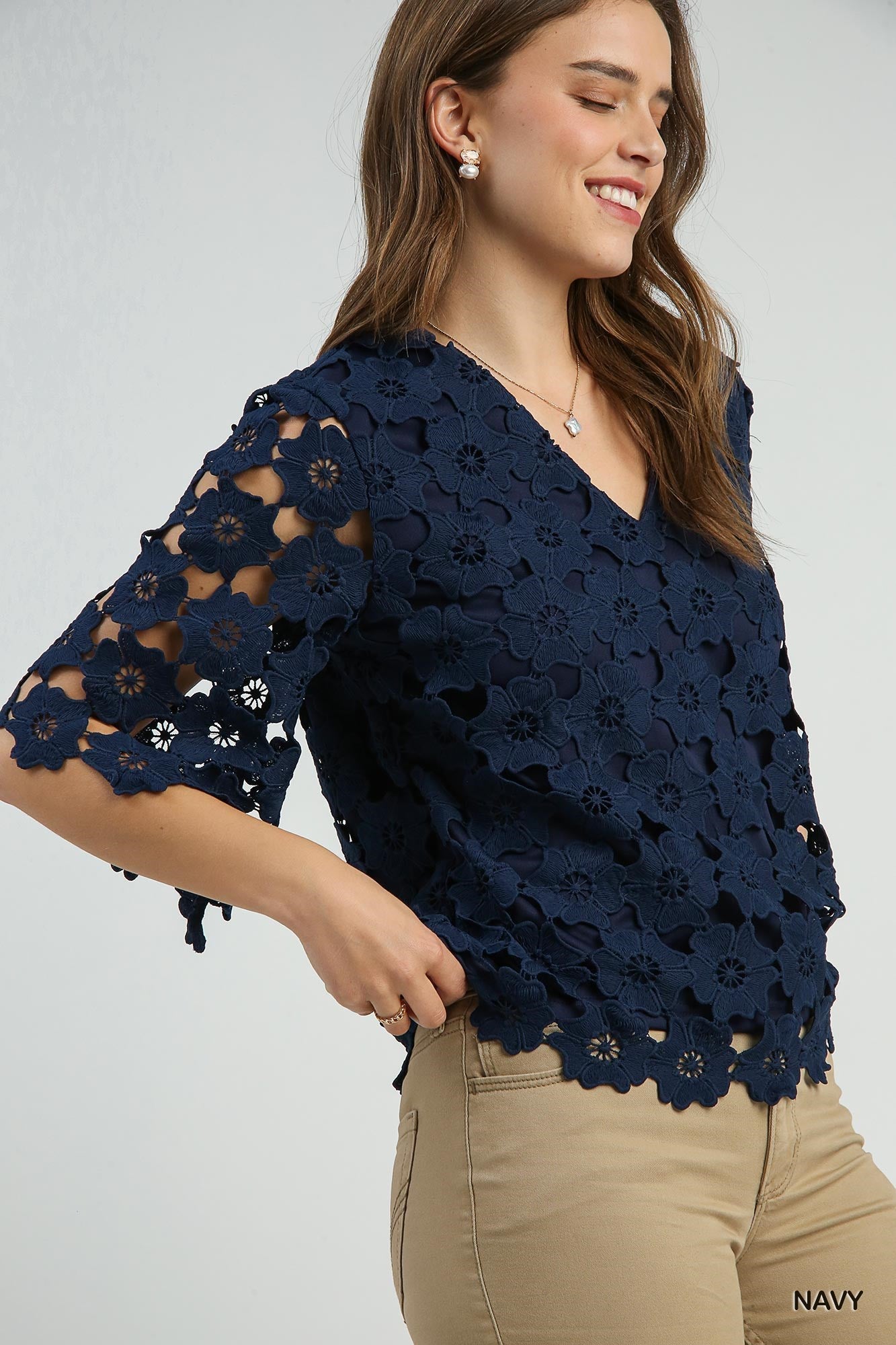 Navy Lace Flower.
