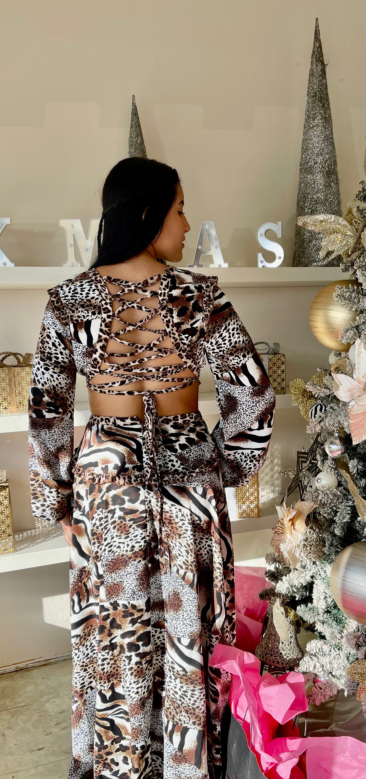 Animal Print backless dress
