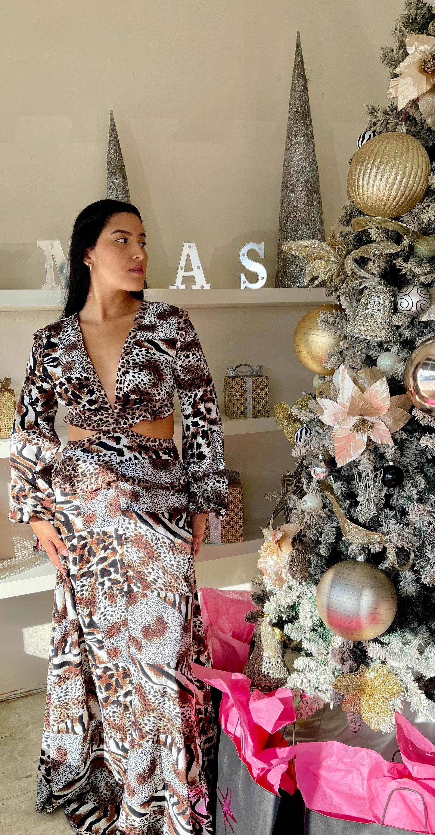 Animal Print backless dress