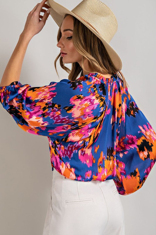 Color V-neck blouse top