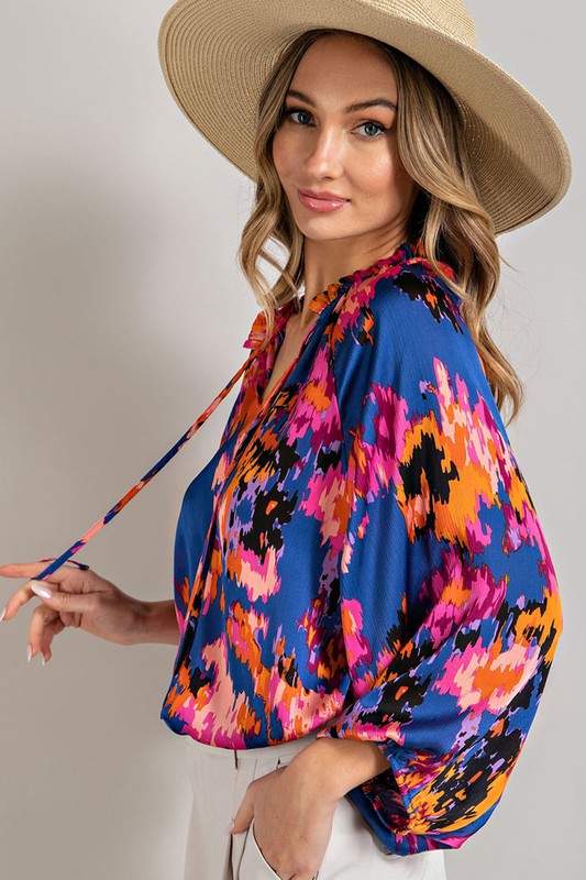 Color V-neck blouse top