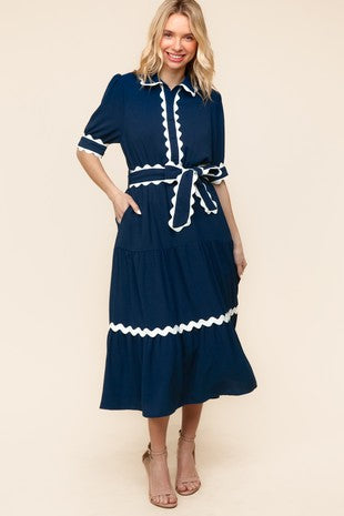 Navy Ric Rac – Marzela Boutique
