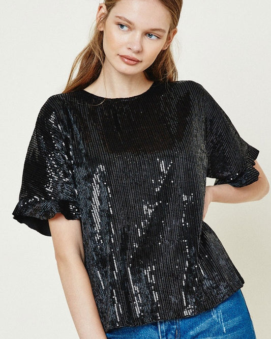 Starlit Night Black Sequin Glam Top