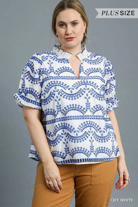 Off White Blue Lace