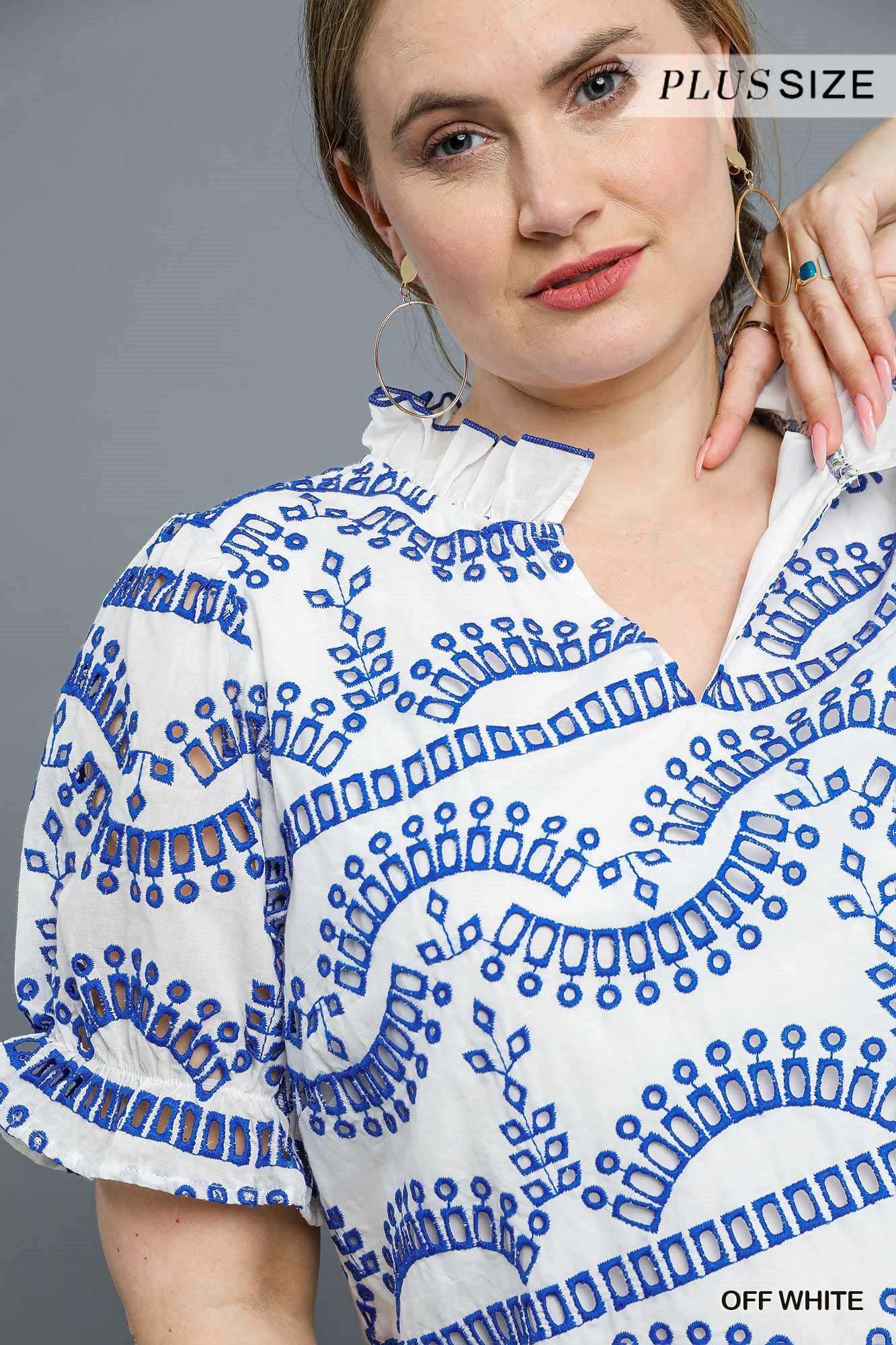 Off White Blue Lace