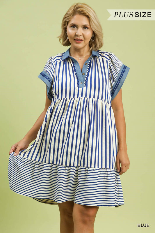 Coastal Breeze Striped Plus Size Dres
