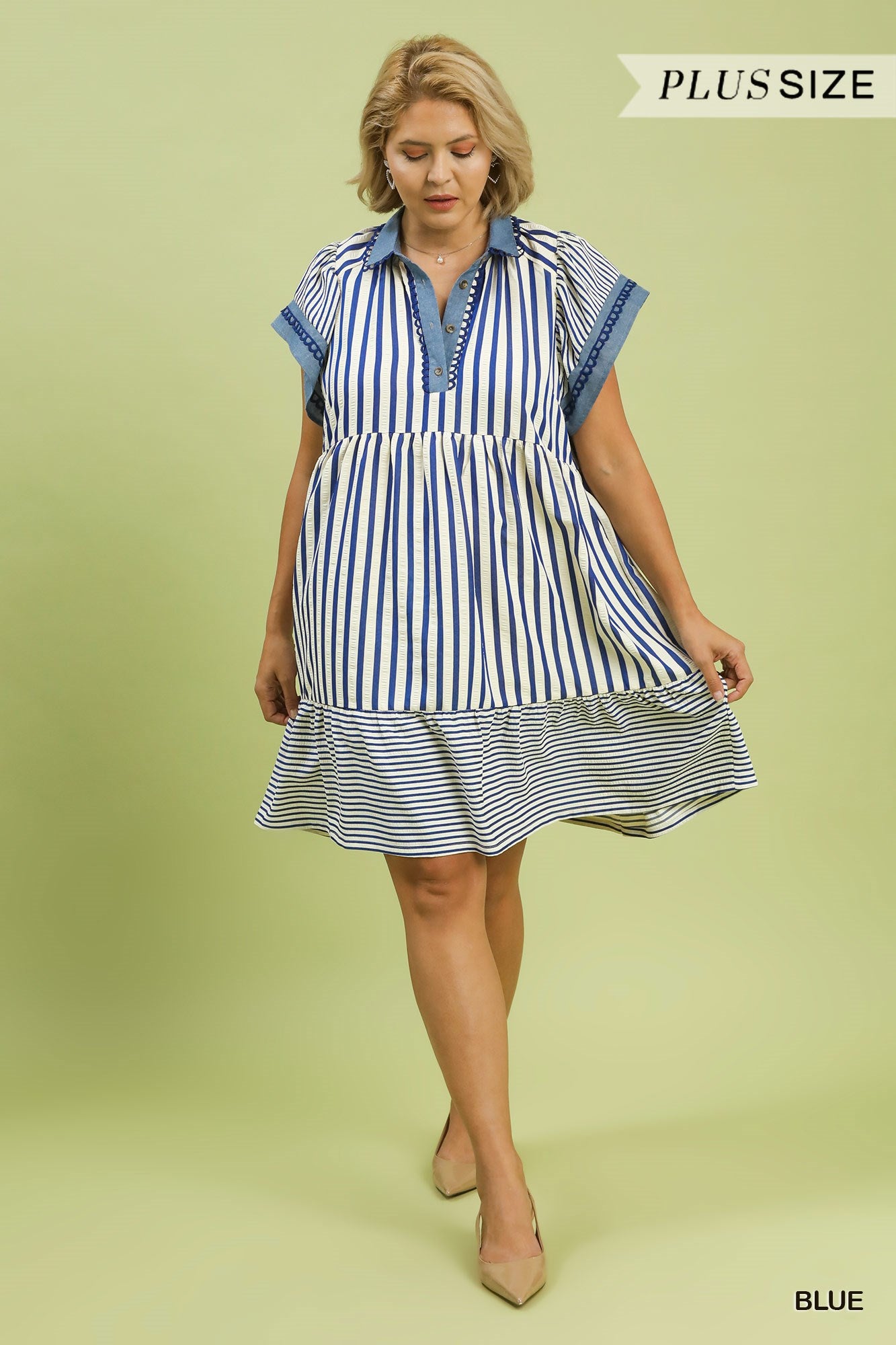 Coastal Breeze Striped Plus Size Dres