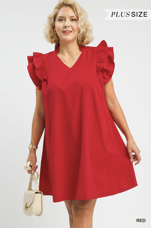 Ruby Ruffle Sleeve Plus Size Dress