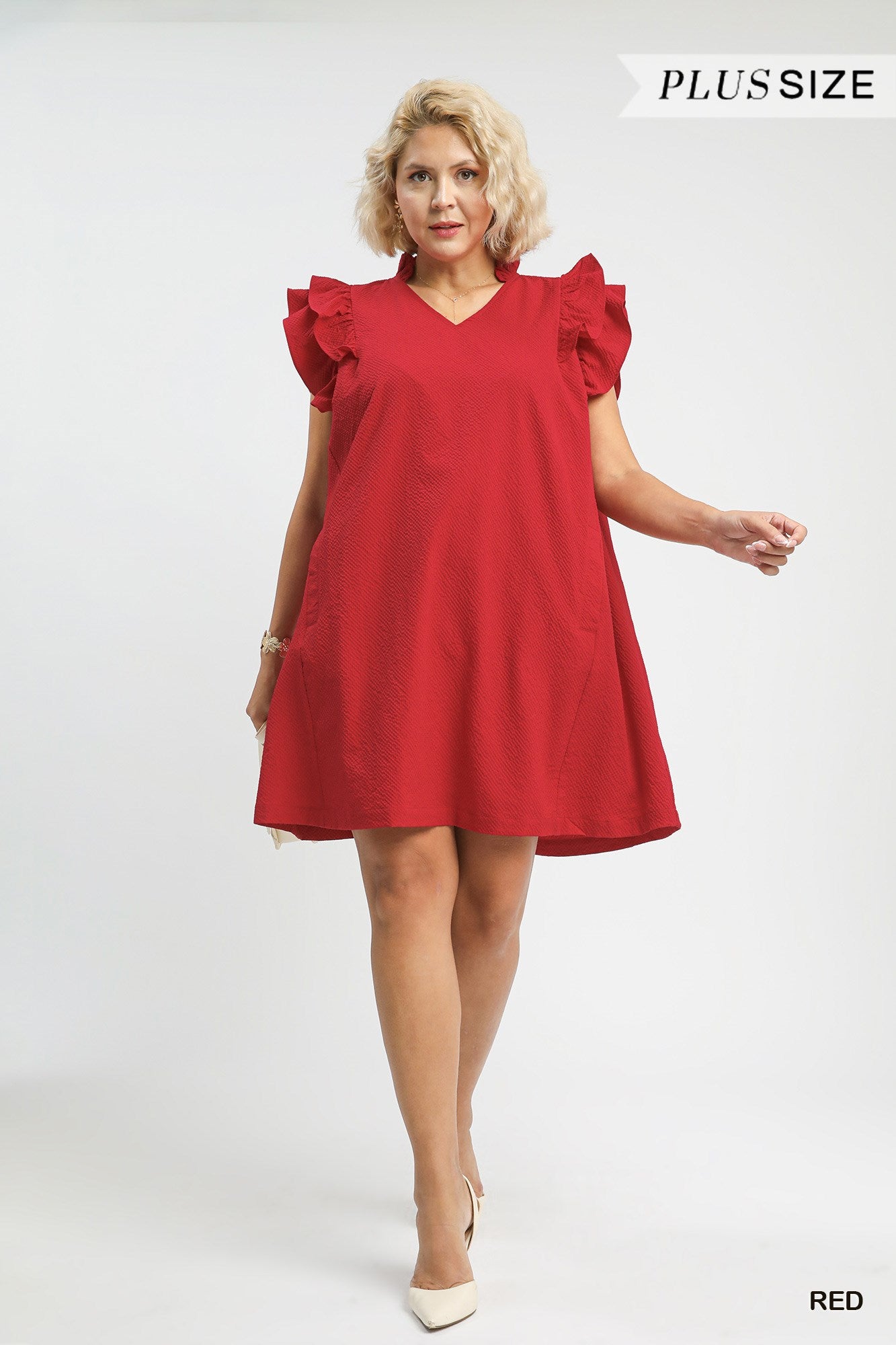 Ruby Ruffle Sleeve Plus Size Dress
