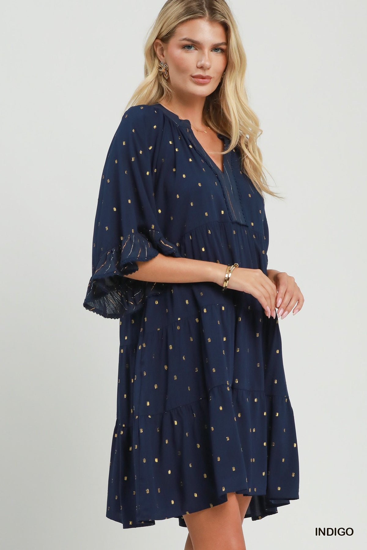 Estella Metallic Dot Dress