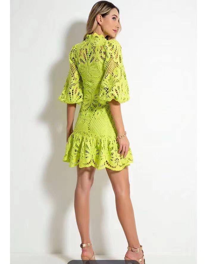 Luminous Lime Lace Delight Dress