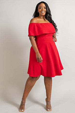 Ruby Radiance Fit-and-Flare Charm Dress