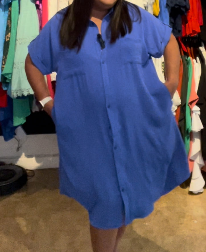 Blue Shirt Dress