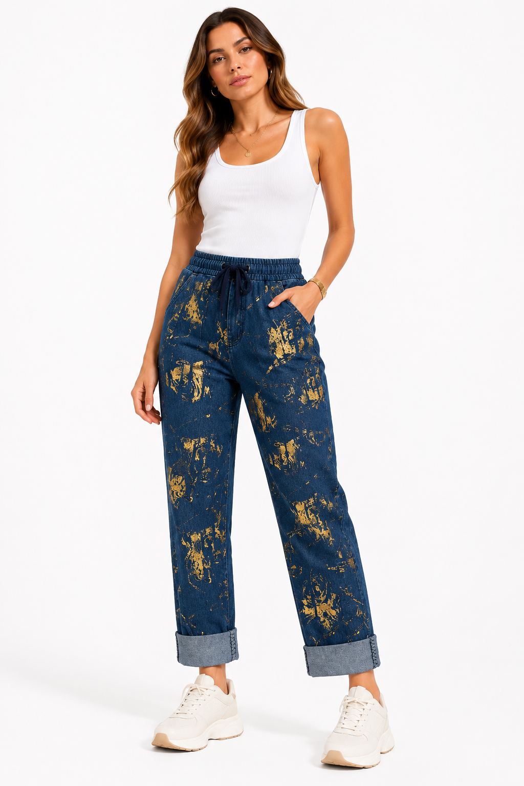 Metallic cargo joggers