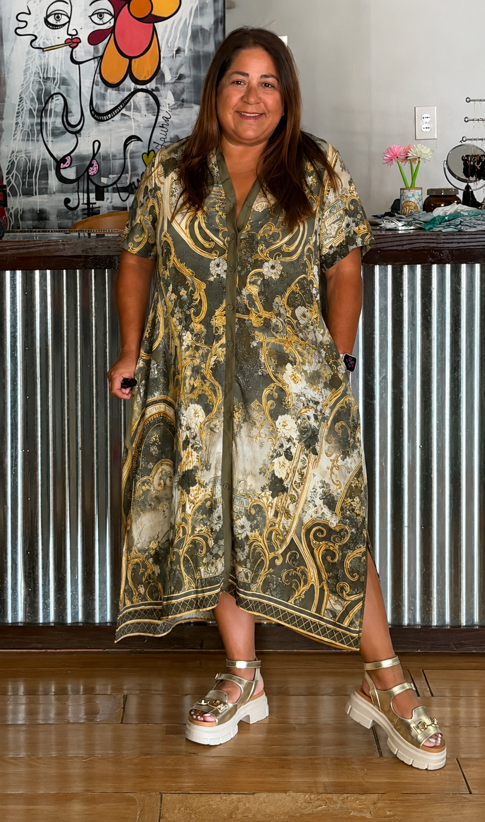 Mediterranean Luxe Shirt Dress