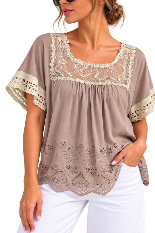 Romantic Lace Embroidered Blouse