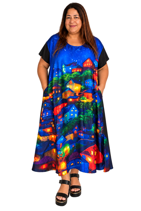 Midnight Village Art Dress