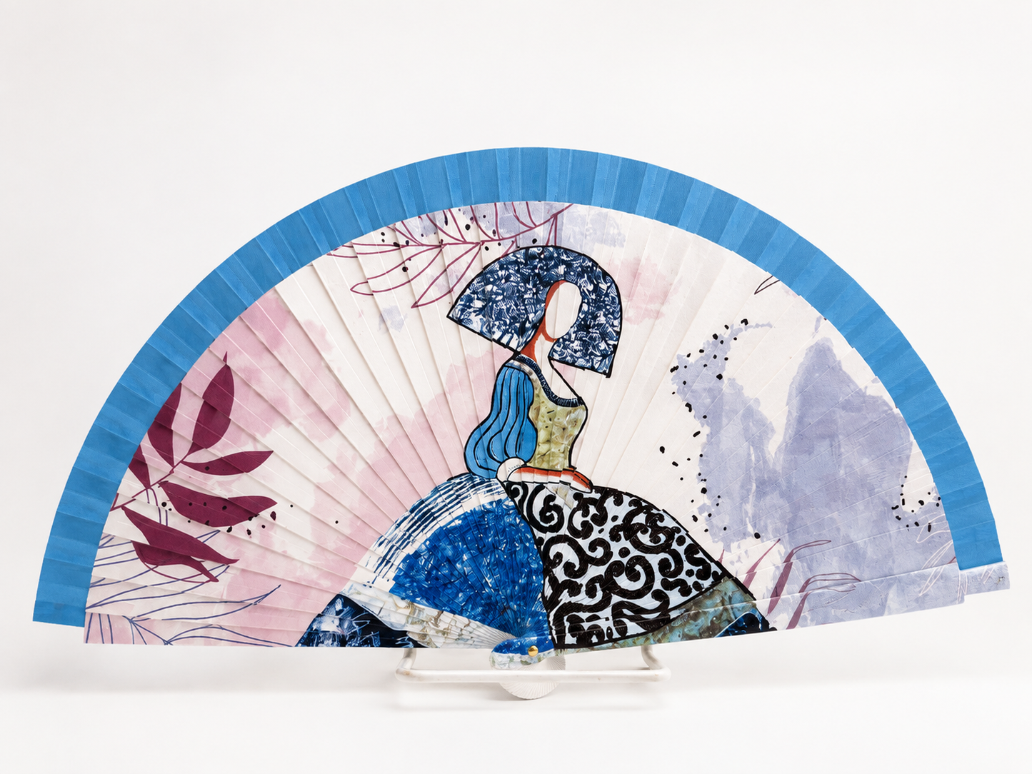 Blue woman fan