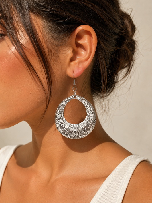 Silver Swirl Statement Earrings