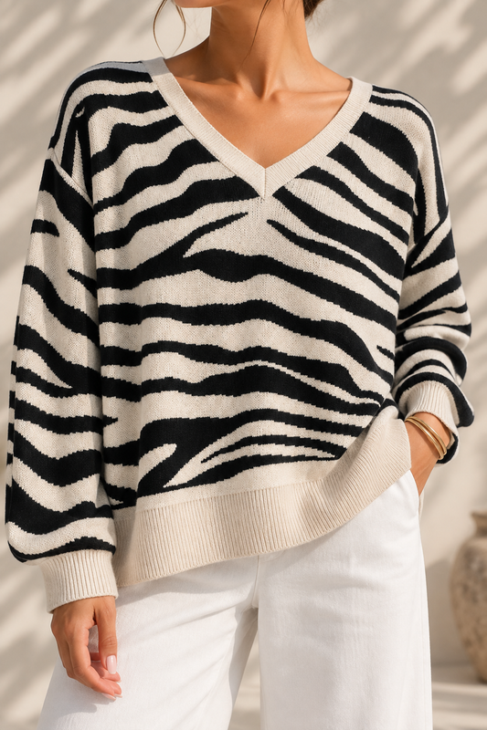 Wild Side Zebra Knit Sweater