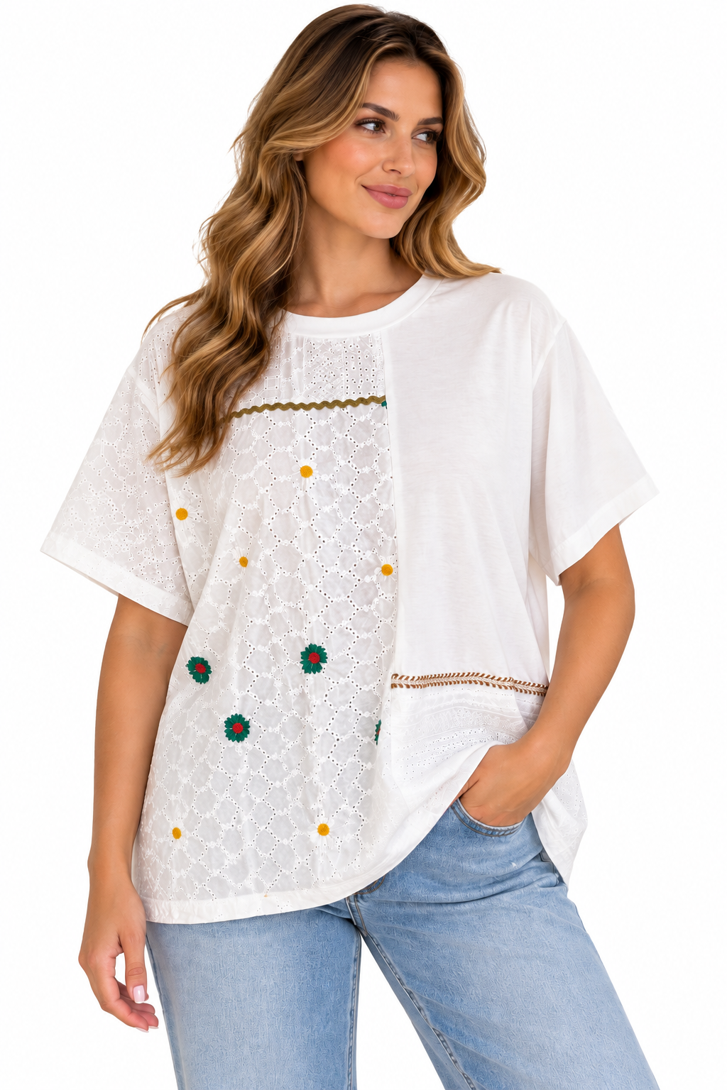 Meadow Eyelet Embroidered T-Shirt
