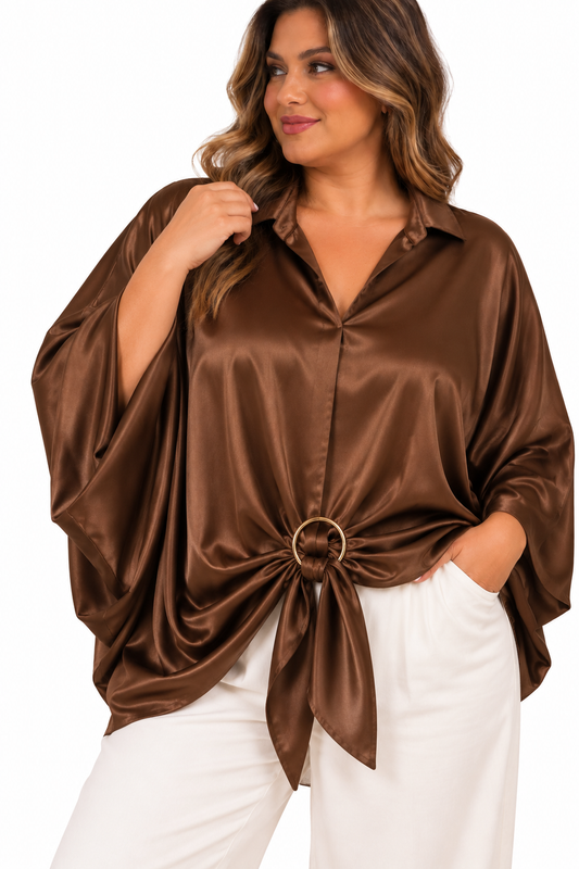Mocha Luxe Ring Blouse