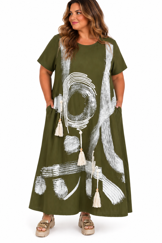Abstract Boho Dress – One Size