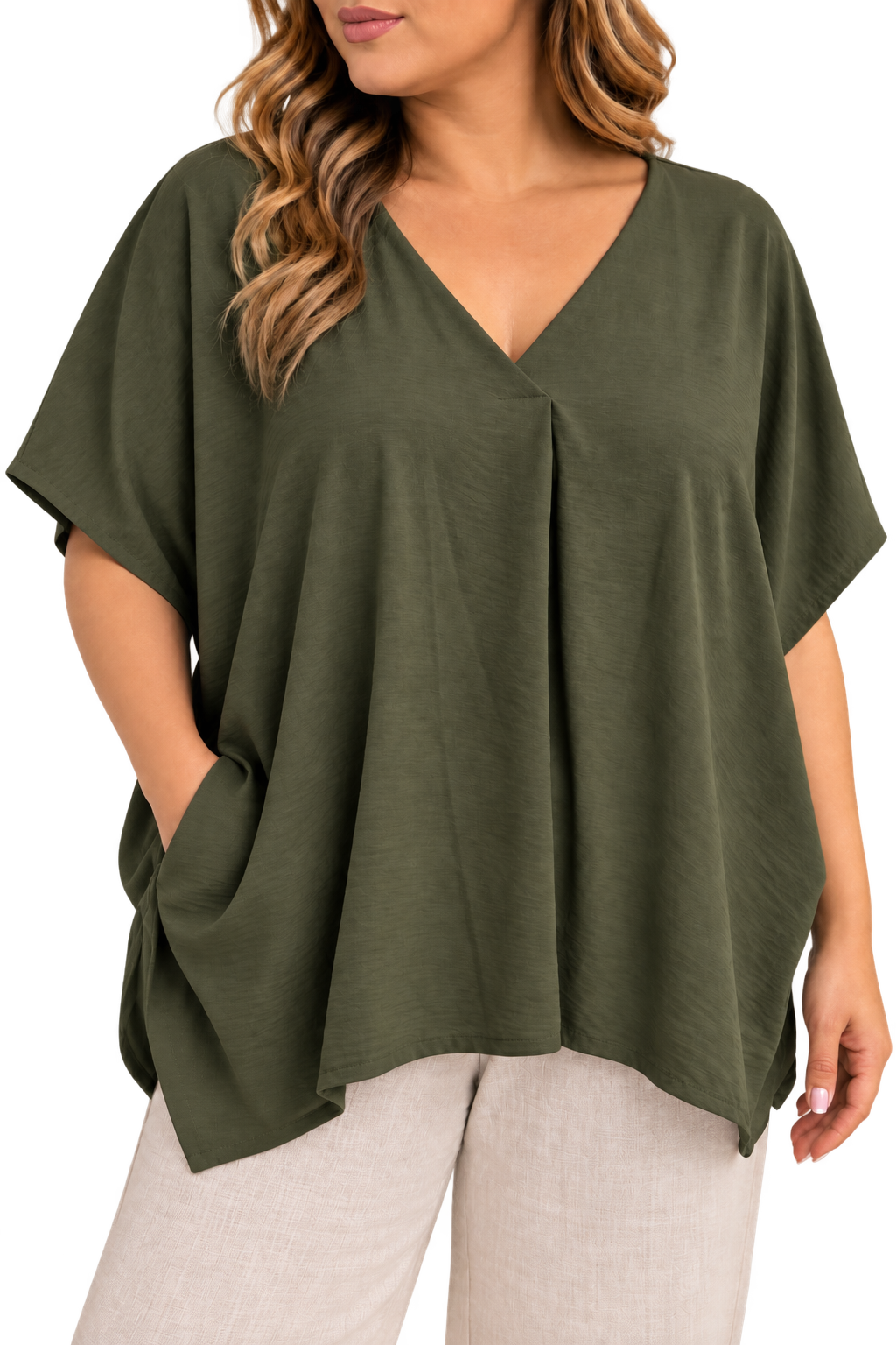 Olive Oversized Pocket Blouse