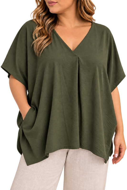 Olive Oversized Pocket Blouse