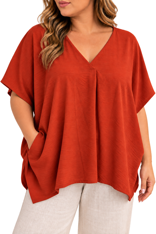 Autumn Rust Pocket Blouse