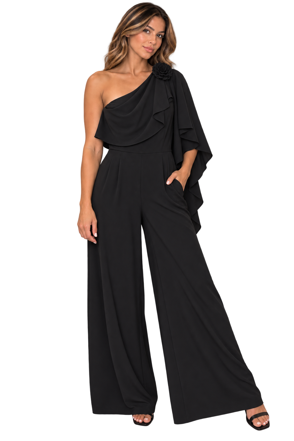 Midnight Bloom One-Shoulder Jumpsuit