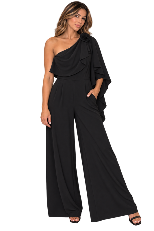 Midnight Bloom One-Shoulder Jumpsuit