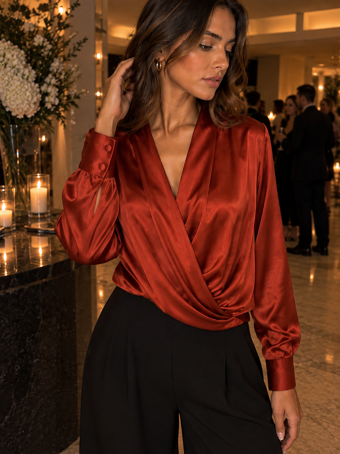 Toffee Luxe Satin Blouse