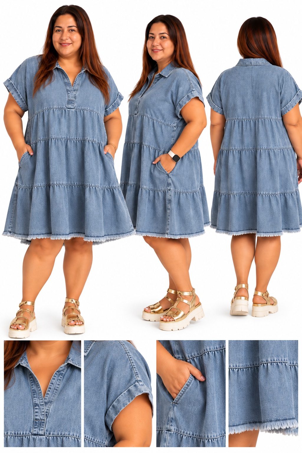 Easy Days Tiered Denim Dress