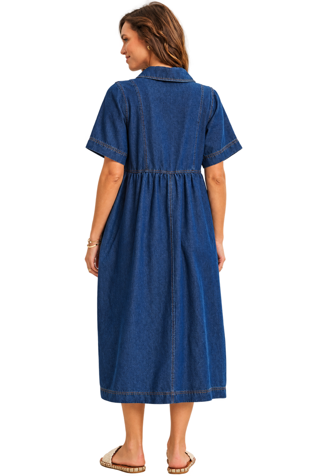 Tie-Front Denim Midi Dress