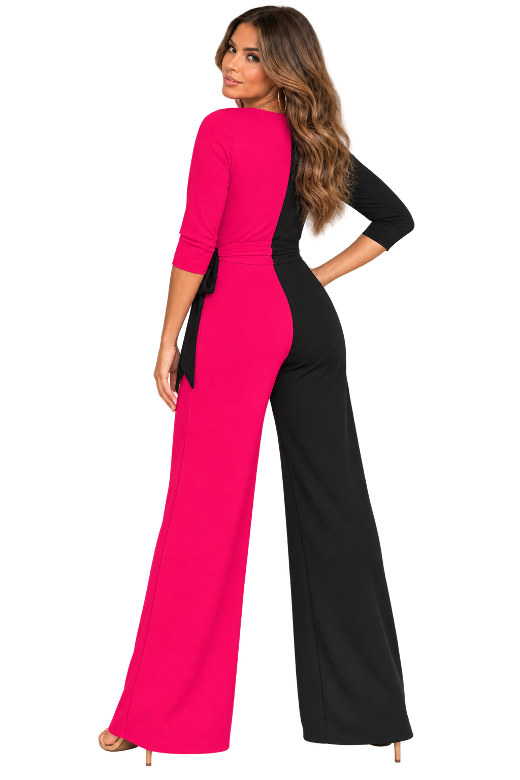 Hot Pink & Black Colorblock Jumpsuit