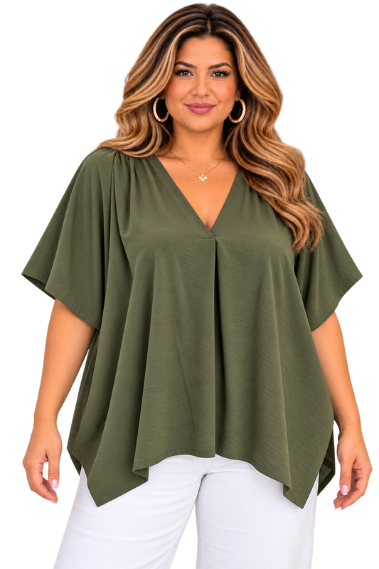 Olive Oversized Pocket Blouse