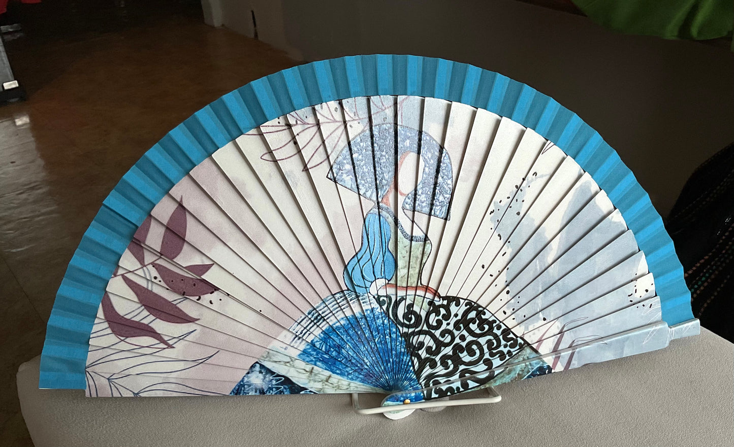 Blue woman fan