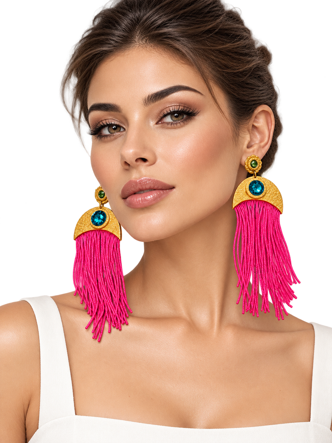 Crescent Pink rock earrings