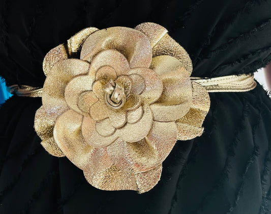 Gold metallic flower belt